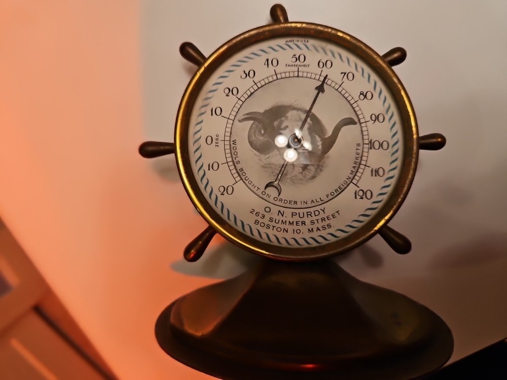 O. N. Purdy Thermometer Ship Wheel