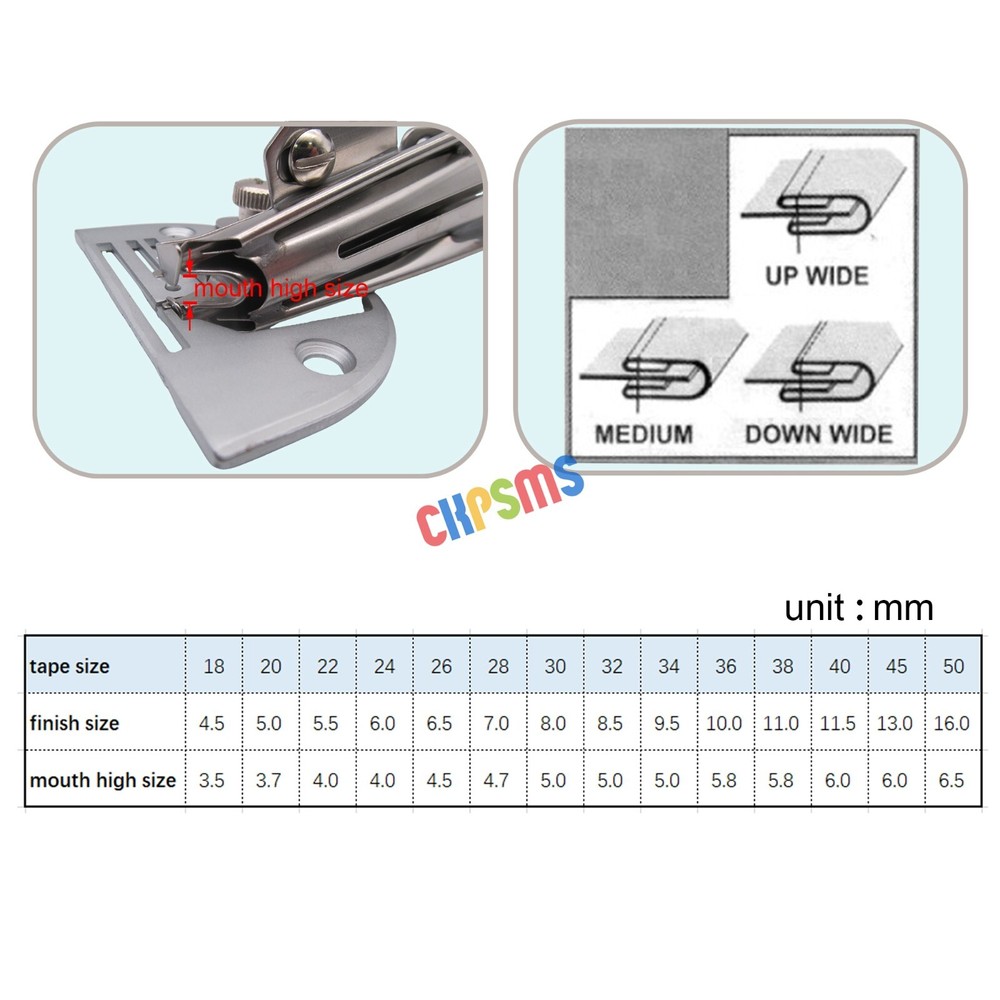 Adjustable Double Folder Right Angle Bias Binder FOR Single Needle Lockstitch
