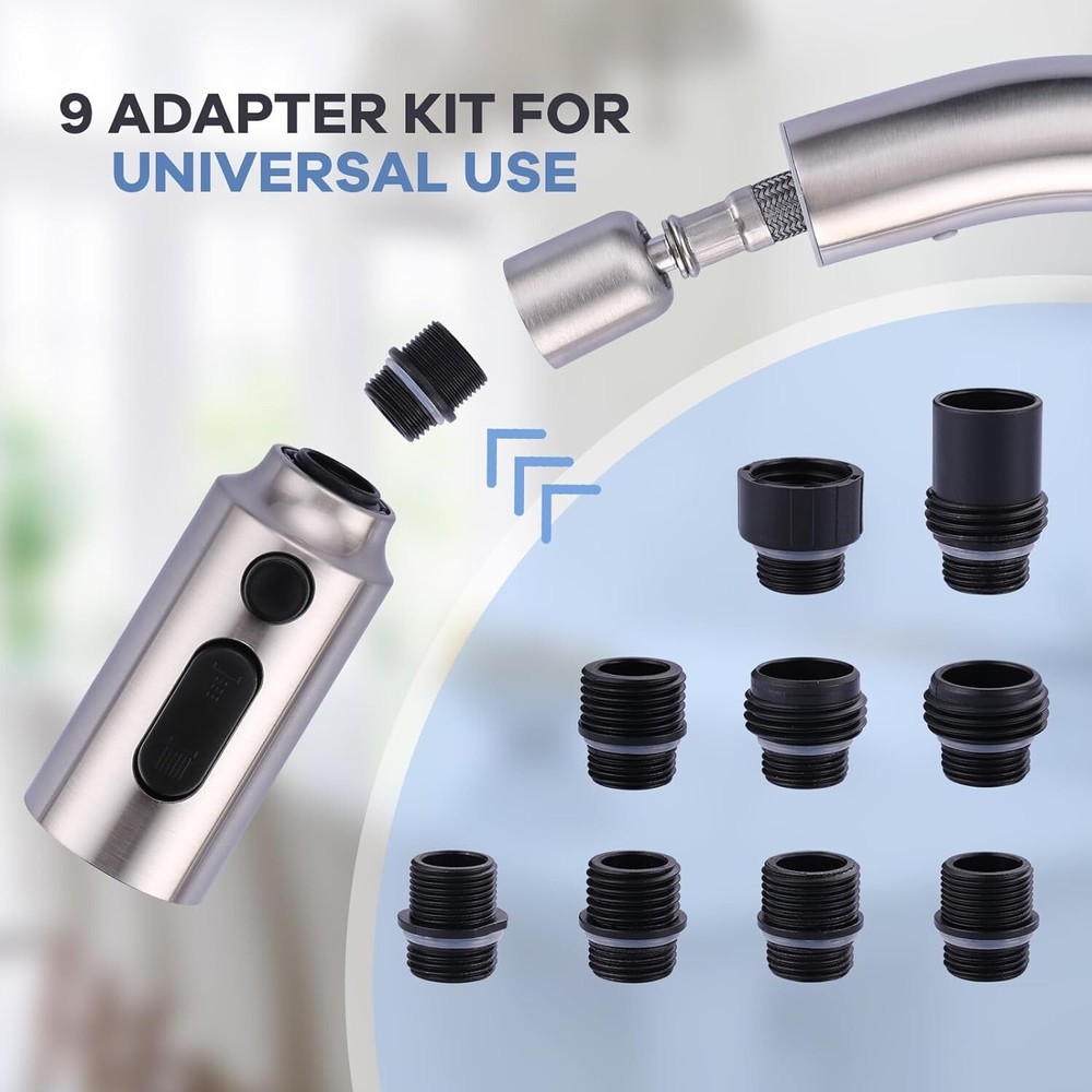 Pull Down Kitchen Faucet Sprayer Head Replacement with 9 Adapters