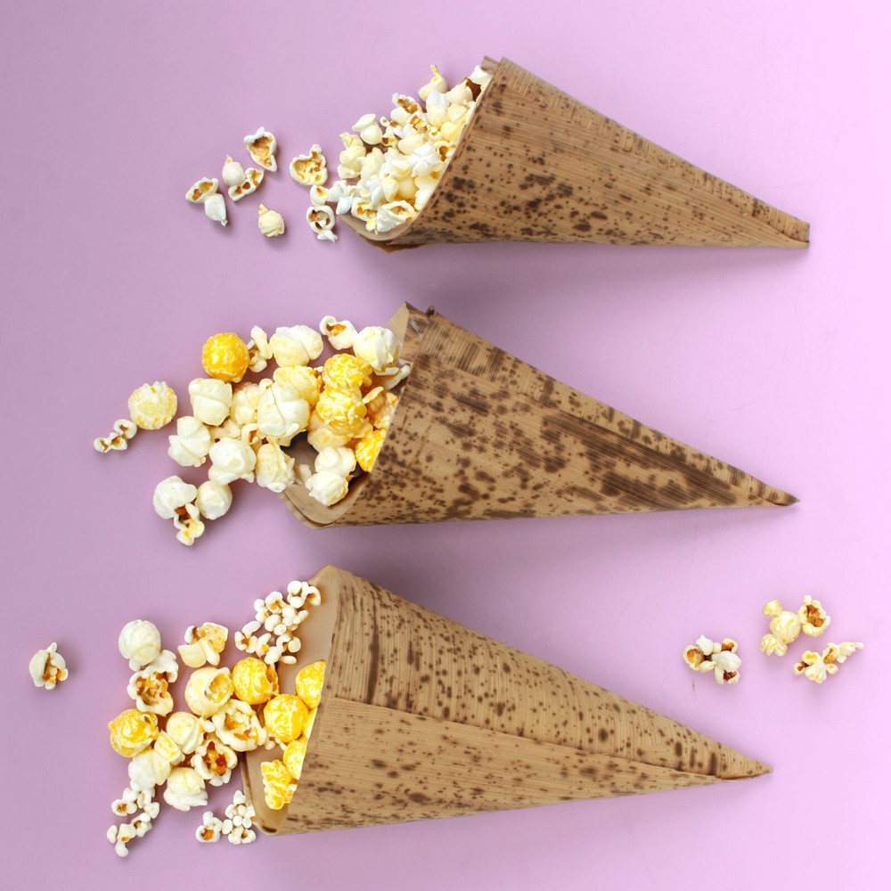 BambooMN Premium Bamboo Leaf Food Cone - Multiple Sizes & Quantity Available