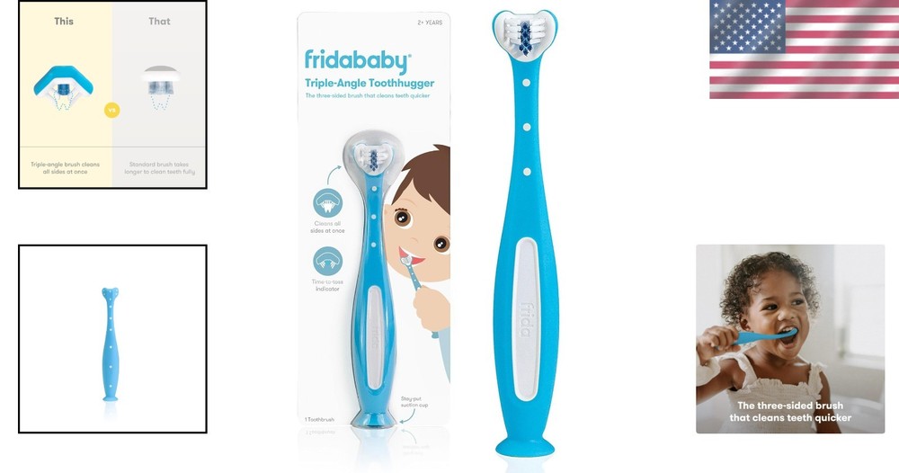 Soft Blue Triple-Angle Training Toothbrush for Toddlers - Learn Proper Brushing