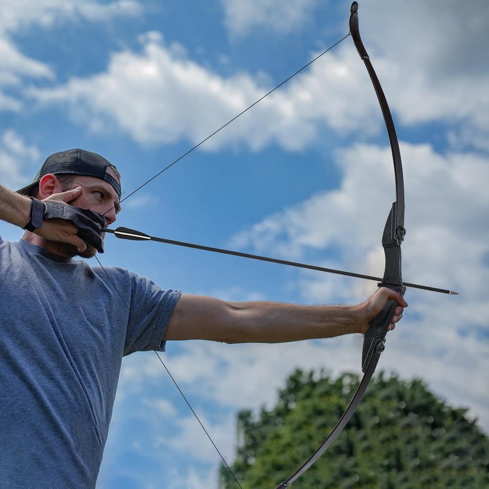 Ambidextrous 57" Black Archery Bow for Beginners - Lightweight & Ergonomic