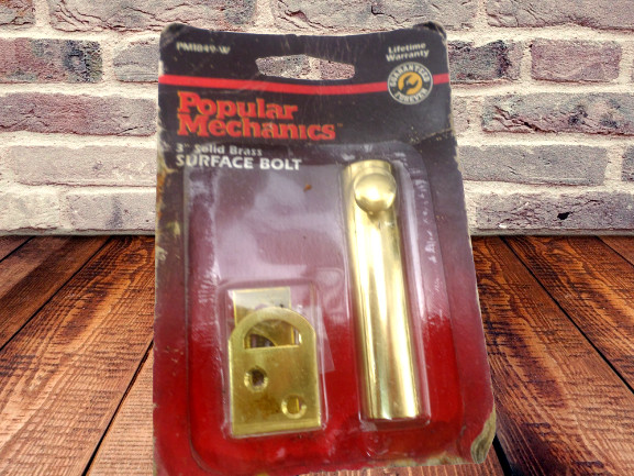 3 Inch SURFACE BOLT ~ SOLID BRASS ~ Popular Mechanics ~ 1849-W ~ NEW in PKG