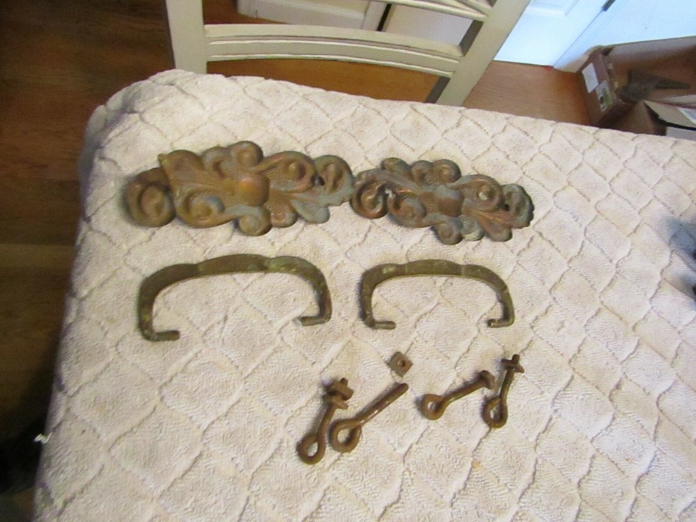 Antique Victorian Age Brass Drawer Pulls Decorative Matching Set Listing 2