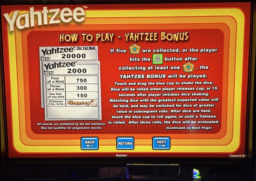 WMS BB2 YAHTZEE SLOT MACHINE SOFTWARE SET GAME & OS EXTREMELY FUN GAME TESTED