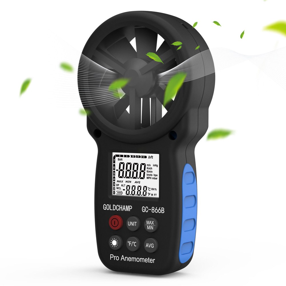 Handheld Anemometer Digital LCD Wind Speed Meter Gauge 30M/s Temperature Tester