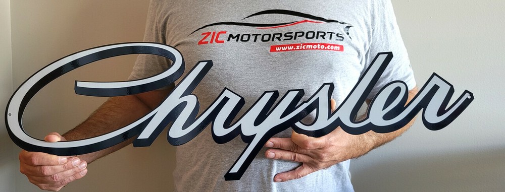 Chrysler Script Steel Sign Large - 30" x 9.4"