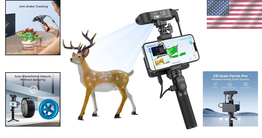 High-Resolution CR-Scan 3D Handheld Scanner - 60FPS, Fast & Accurate Results
