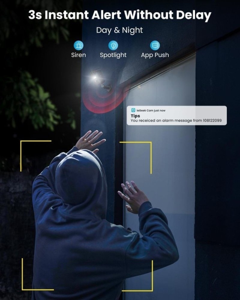ieGeek Security Camera Wireless Outdoor 2-Pack with AI Detection 2K 5MP Alexa