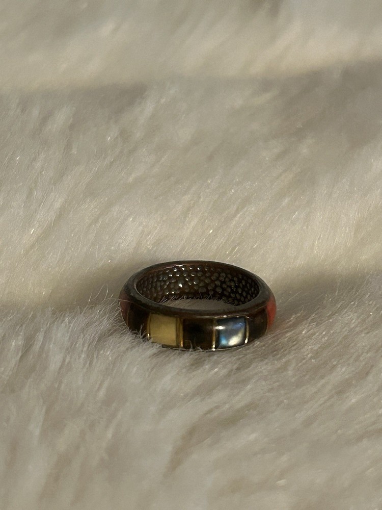 Vintage Multicolor Stone Inlay Ring Beautiful ￼