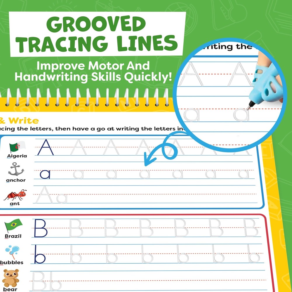 Magic Grooved Writing Practice for Kids - Grooved Handwriting Practice for Ki...