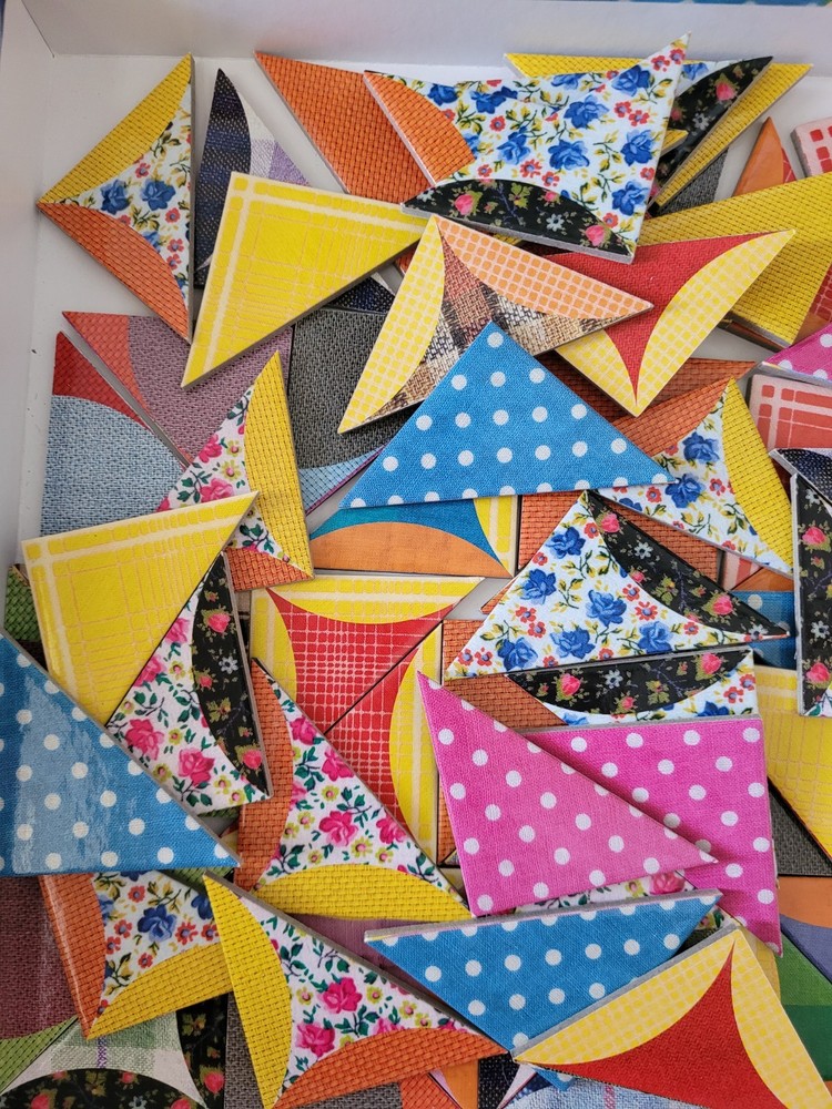 Eeboo Patchwork Design Tiles 64 Double Sided Pcs & Tray **COMPLETE