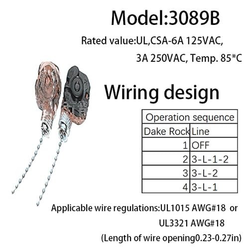 Home Ceiling Fan Light Lamp Replacement Parts 3position 4 Wire Pull Chain Con...