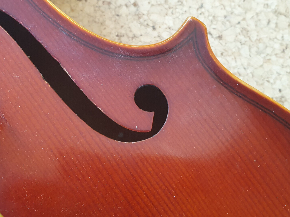 nice, old German 4/4 Violin "Stradivarius" Nicely flamed back! Cracks at Front!