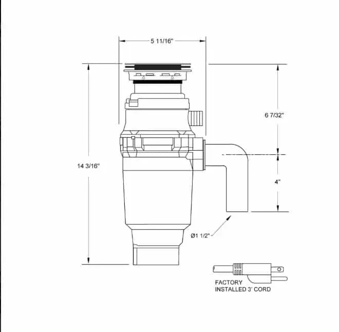 XO XOD12BUILDER Continuous Feed 1/2 HP Garbage Disposal with Power Cord