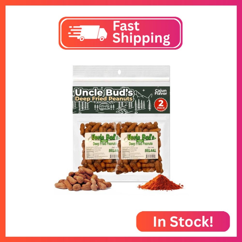 Uncle Bud's Deep Fried Peanuts in Shell (2-Pack) | Premium Cajun Flavored Peanut
