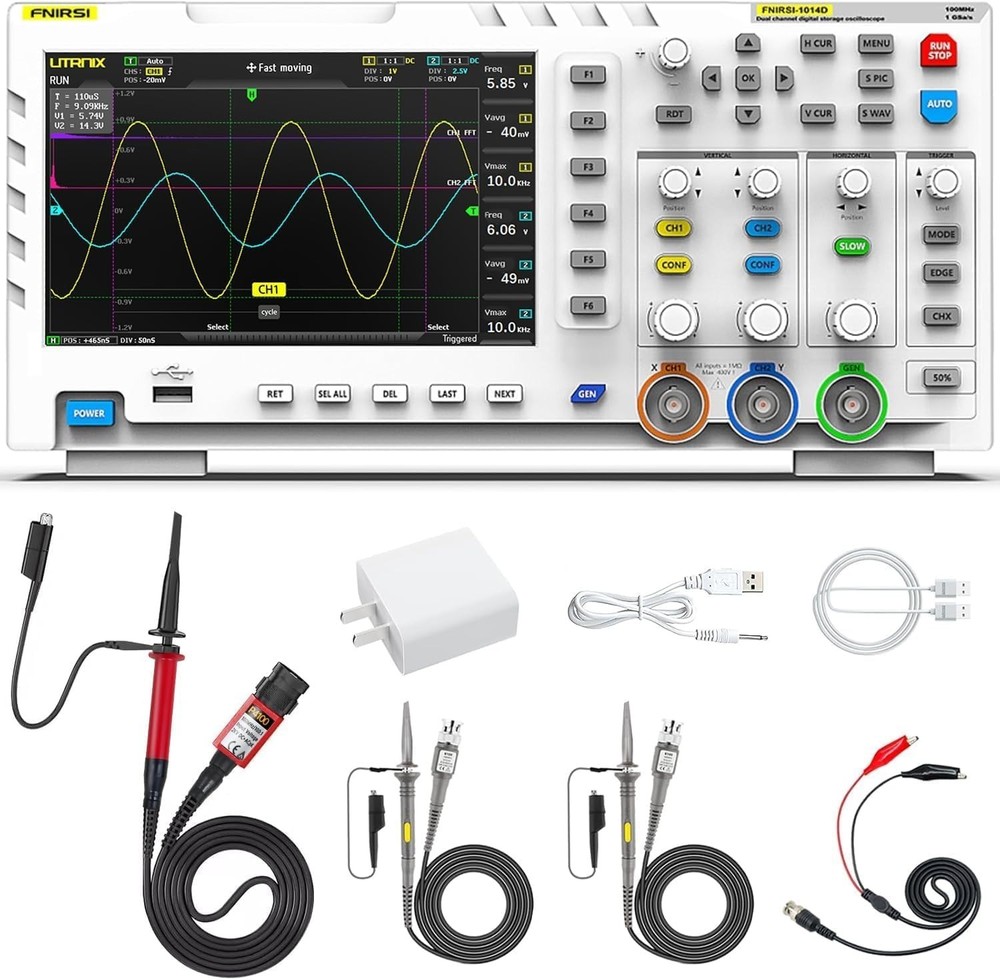 Real-Time Sampling Oscilloscope, 100MHz Bandwidth, Cursor Measurement Function
