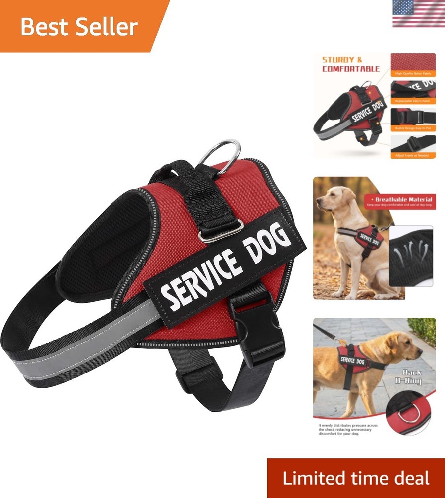 Service Dog Harness, No Pull Reflective Adjustable Vest with Handle, Soft Bre...