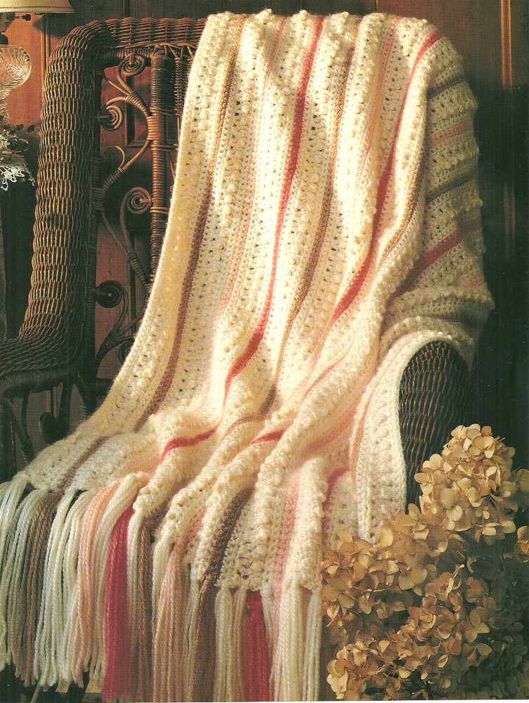 Soft Stripes Afghan Crochet Pattern INSTRUCTION PAGES  45"x61"