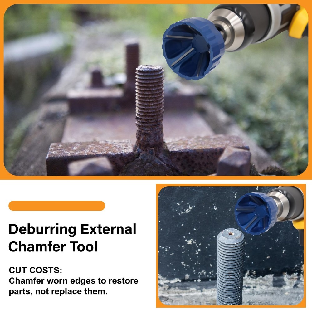 Deburring External Chamfer Tool Set, Tungsten Carbide Chamfering Drill Bit, D...