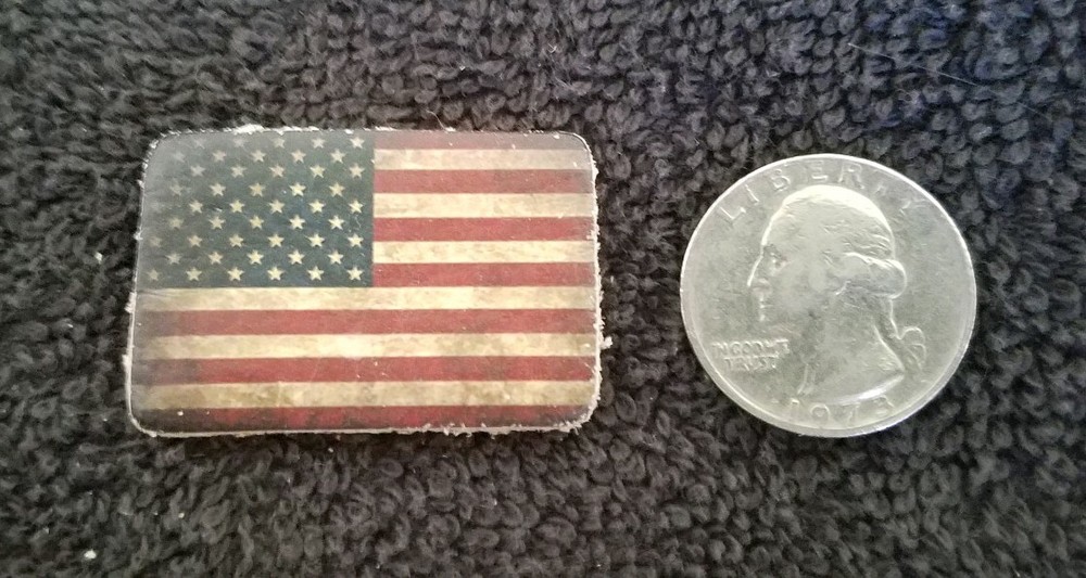 VINTAGE STYLE Mini ALL Leather AMERICAN FLAG MOTORCYCLE JACKET PATCH Sticky Back