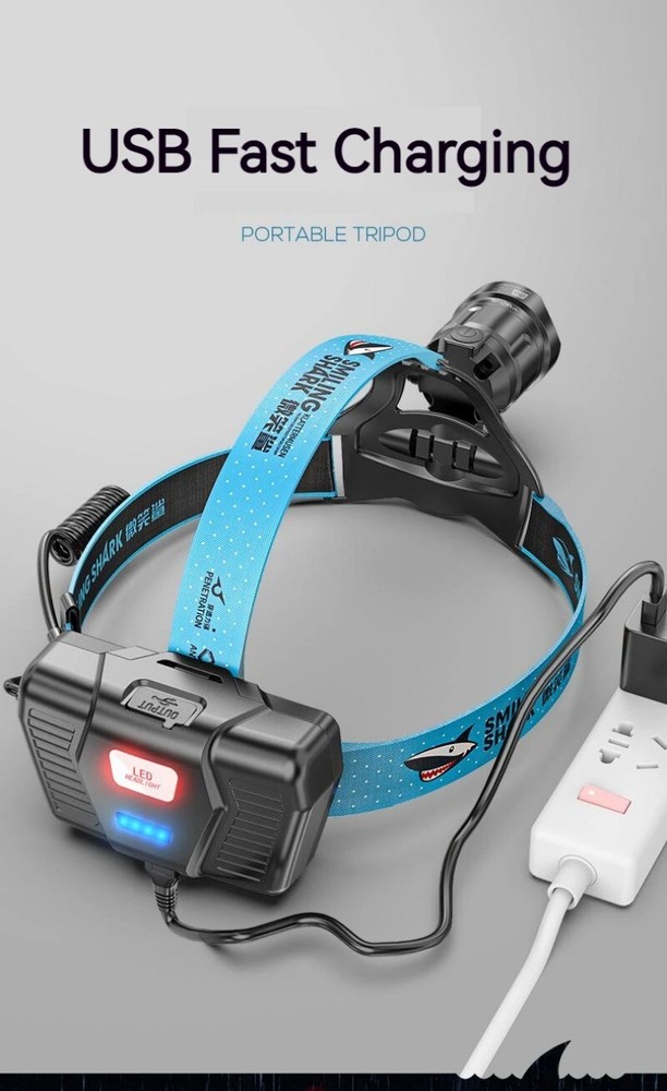 250000LM Headlight LED P100 Headlamp USB Rechargeable Zoomable Head Flashlight