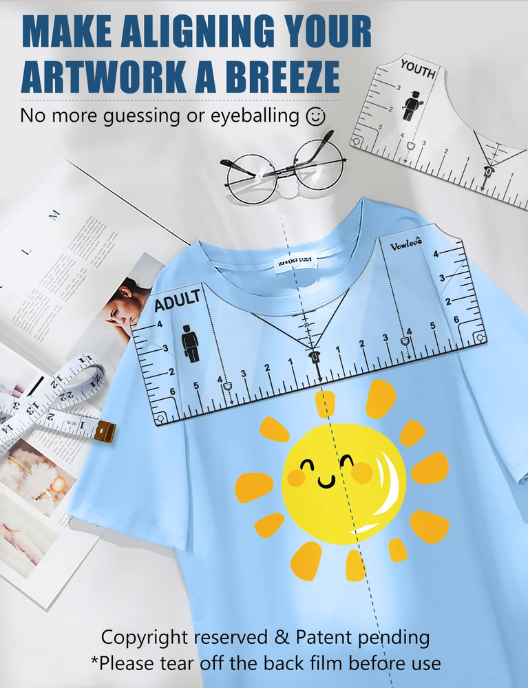 Tshirt Ruler Guide Vinyl Alignment Tool HTV DIY Arts & Crafts