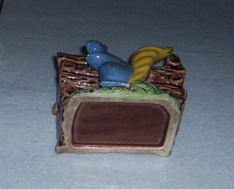 Occupied Japan Squirrel And Wood Log Planter