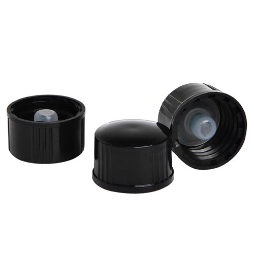 72 Pcs, Black Plastic 13-425 Lid with PP Polycone Liner