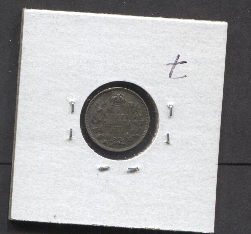 1913- Canada- 5 Cents- Silver
