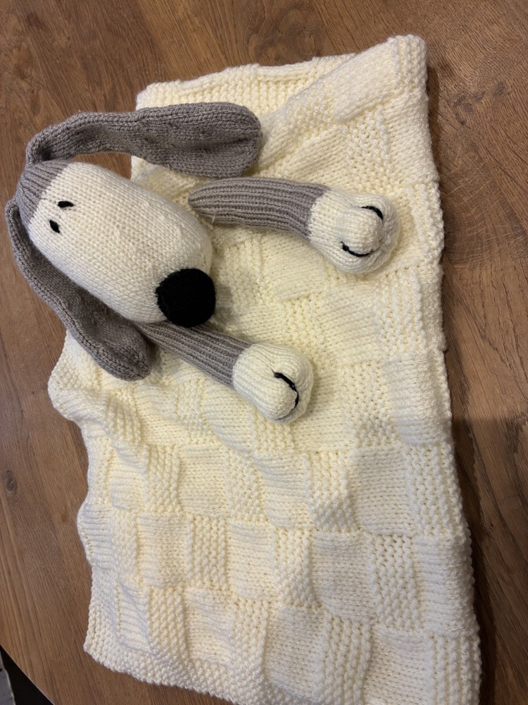 Hand knitted baby blanket