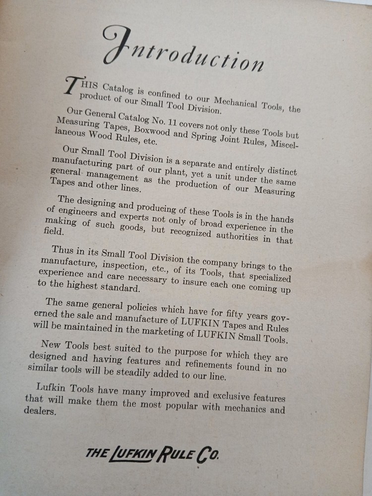 1920s Lufkin Precision Tools Catalog #6- Saginaw Michigan