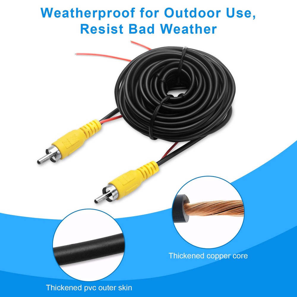 20FT 6M Professional RCA Video Cable Double Shielded for Car Backup Camera