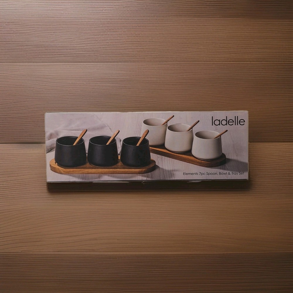 Ladelle: Elements 4 white deep Bowl Spoon & Tray Set