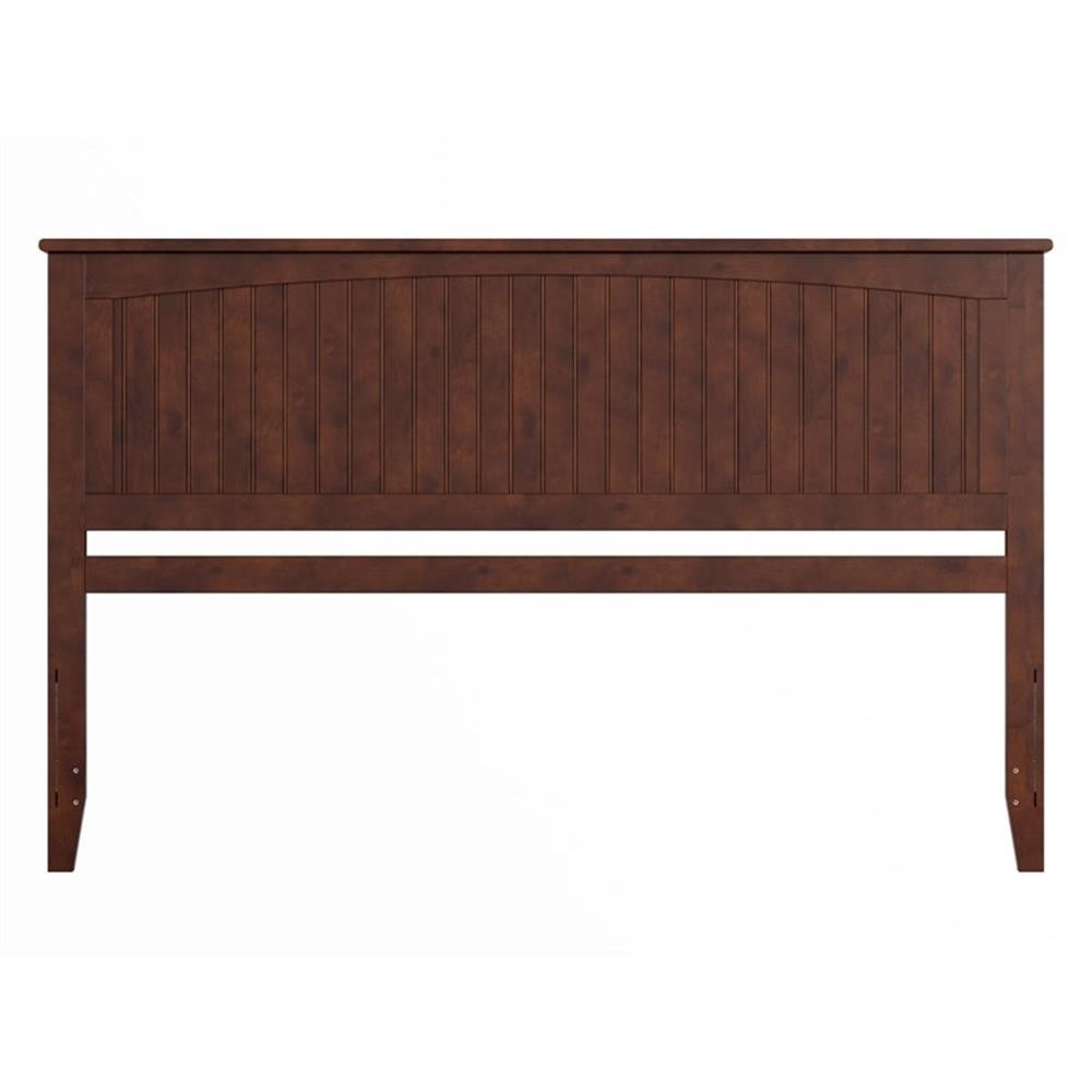 Pemberly Row King Coastal Solid Wood Panel Headboard in Walnut