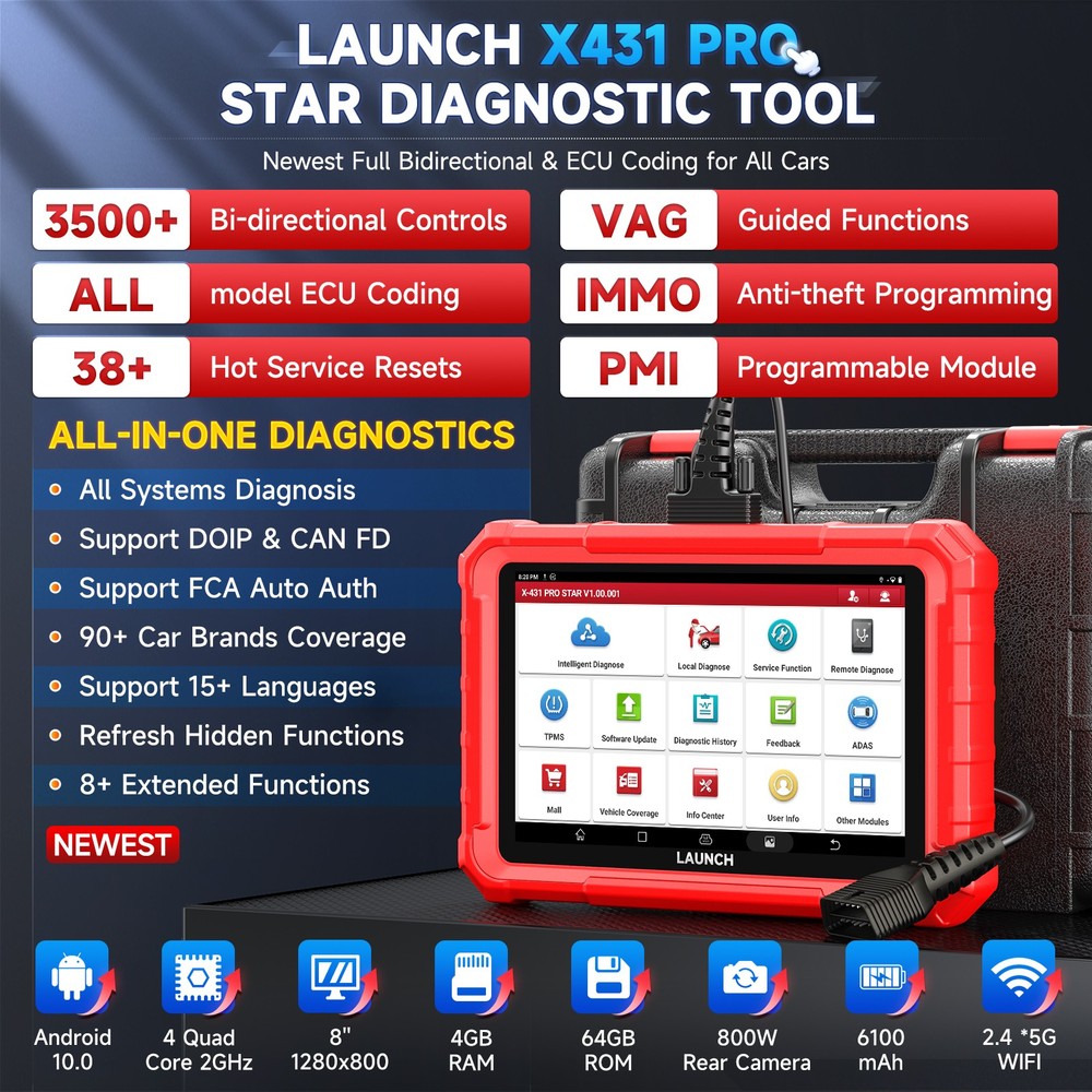 LAUNCH X431 PRO Star Bidirectional Car Diagnostic Tool ECU Coding CANFD