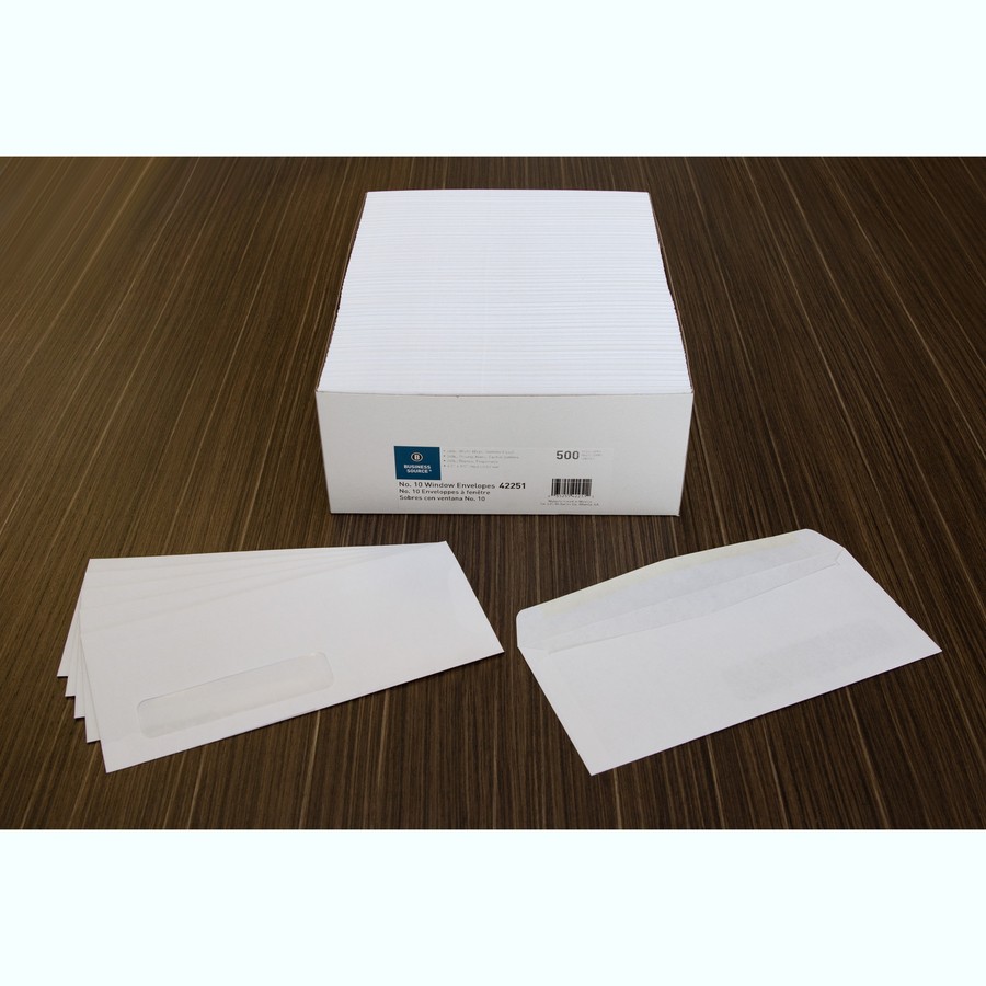Business Source BSN42251 #10 Window Envelopes 500/box White