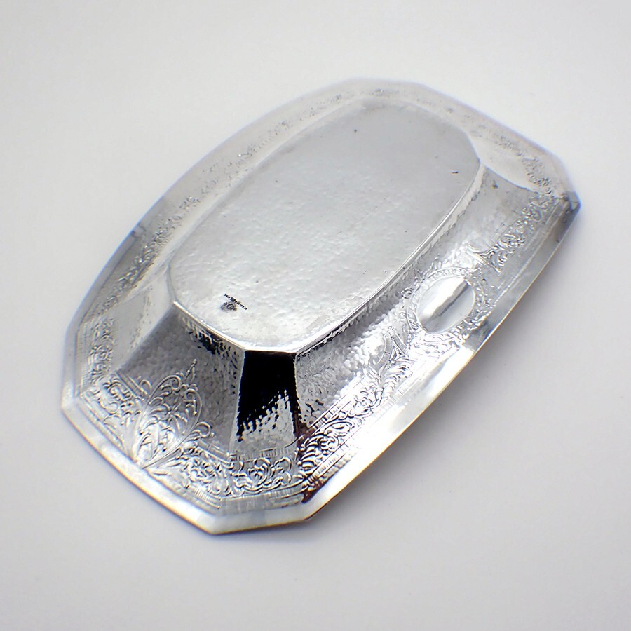 Bread Tray Hammered Finish Sterling Silver Schofield Mono BRS
