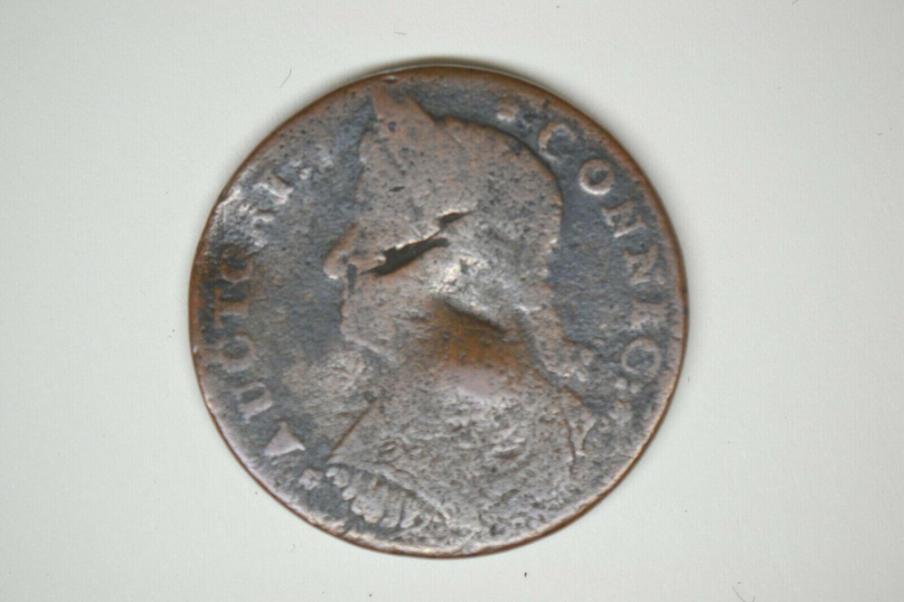 1787 Connecticut Colonial- Draped Bust Left- Reverse Hit- Very Good