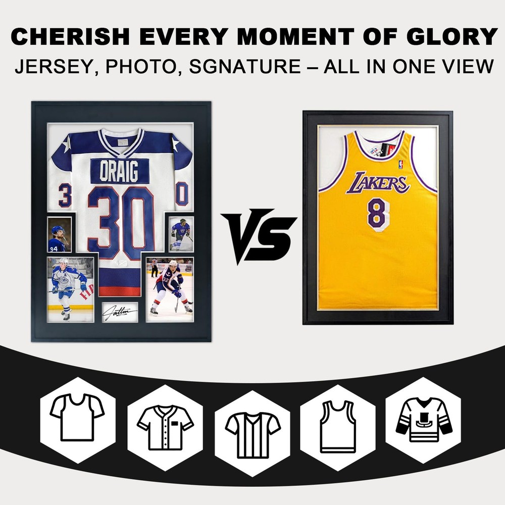 Jersey Display Frame Large Shadow Box Frame Clear Acrylic with 98% UV Protect...