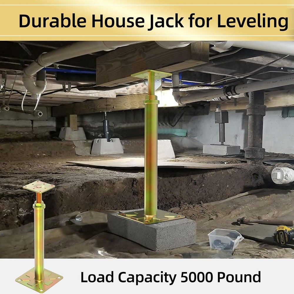 4 Pack Adjustable Floor Jack Posts for House Leveling, Telescoping Support Jacks