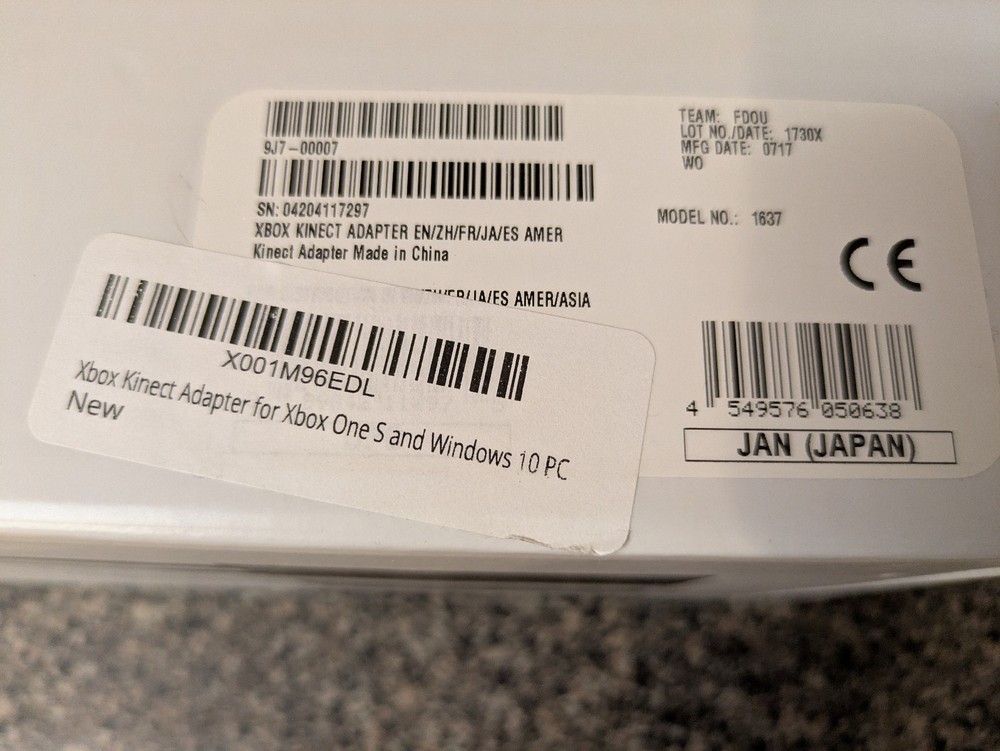 Used XBOX One Kinect Sensor Model 1520 and NEW Unopened Kinect Adapter