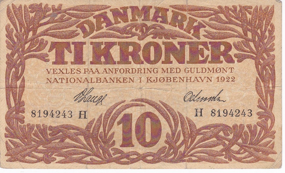 Denmark 10 Kroner 1922