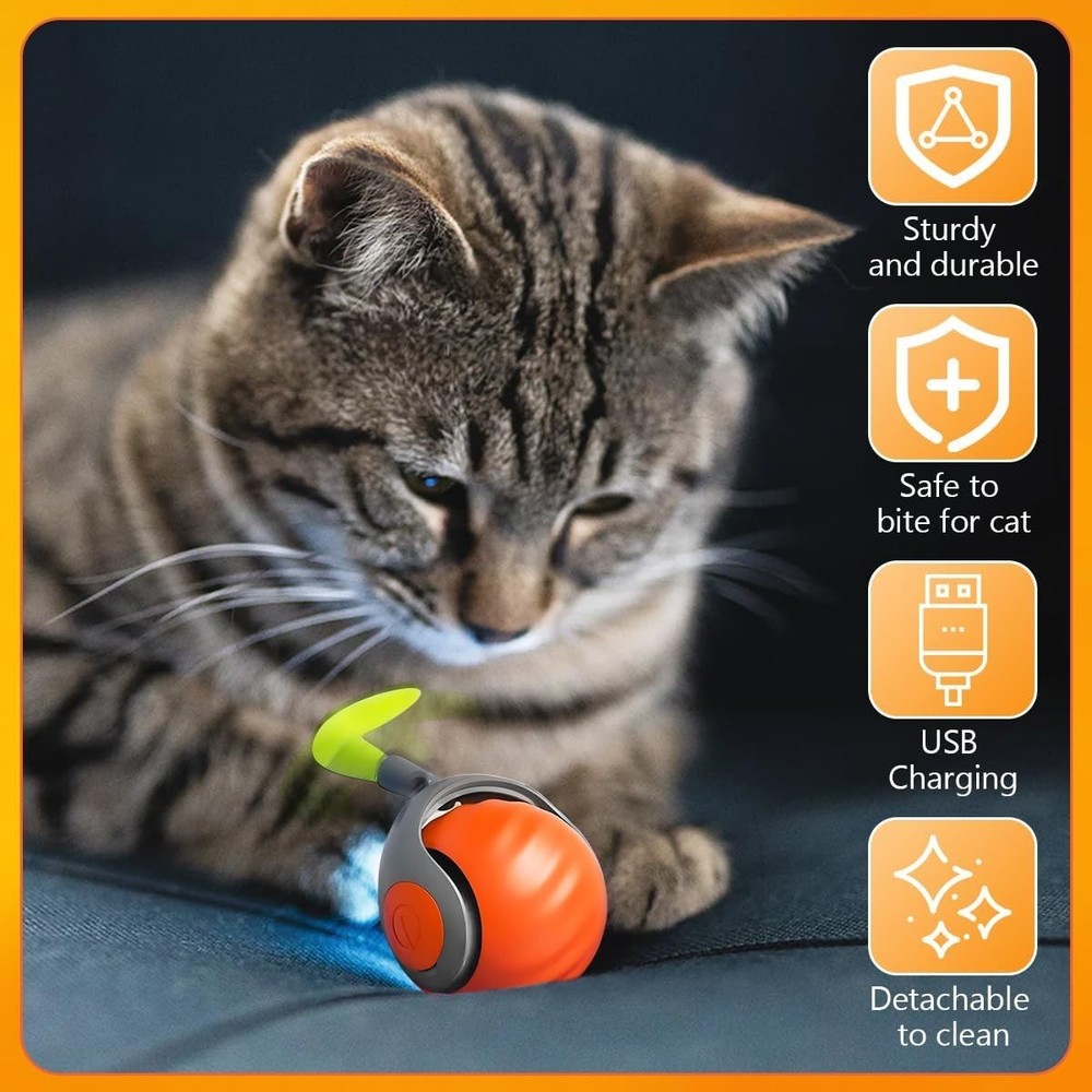 Smart Interactive Cat Toy Ball – Automatic Self-Rolling Motion Play for Cats