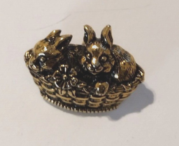 Bunny Rabbits Basket Lapel Jacket Tack Pin