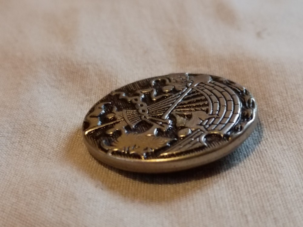 Antique Ship Metal Picture Button.