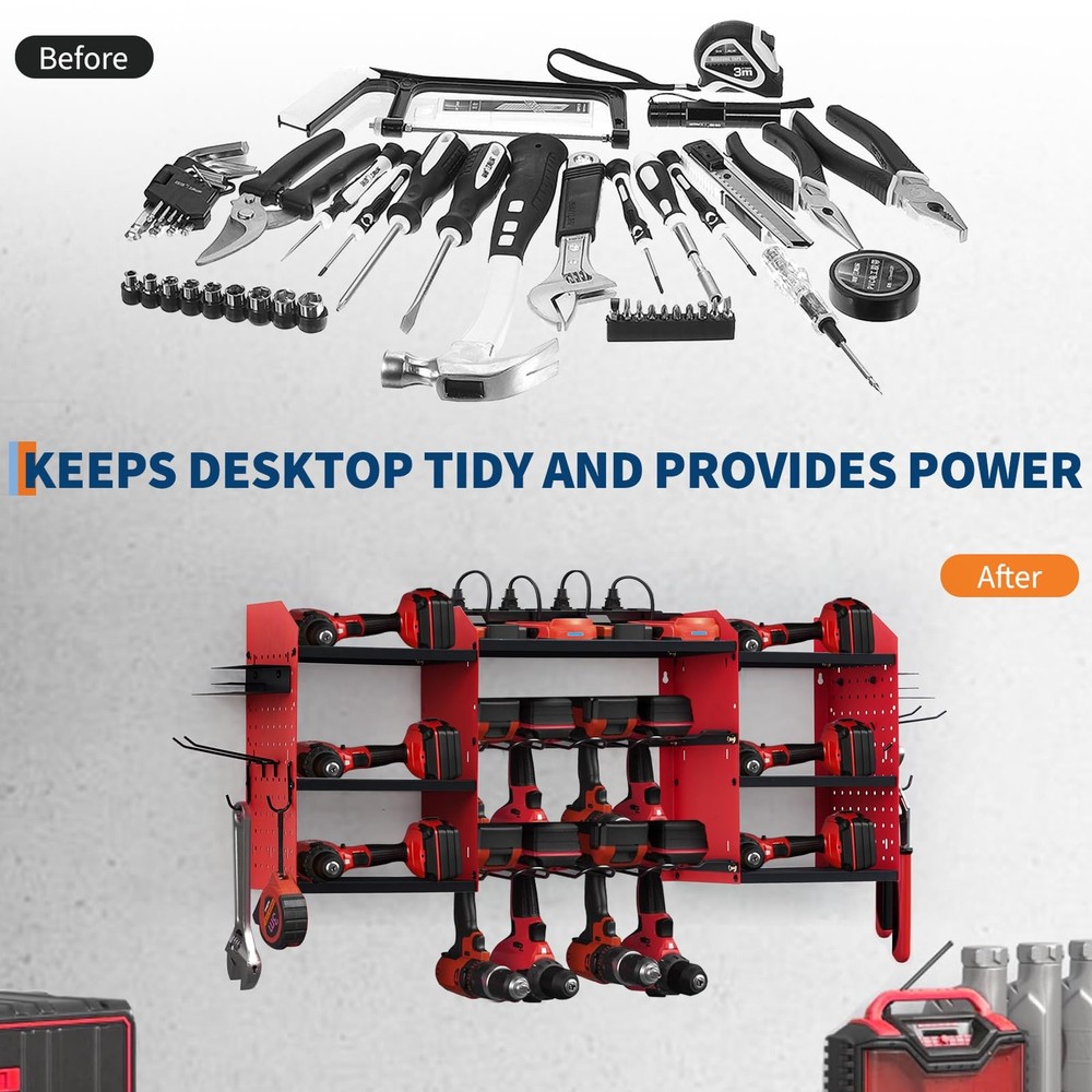 Power Tool Organizer Wall Mount, Heavy Duty 3-Layer Drill Storage Shelf Garage