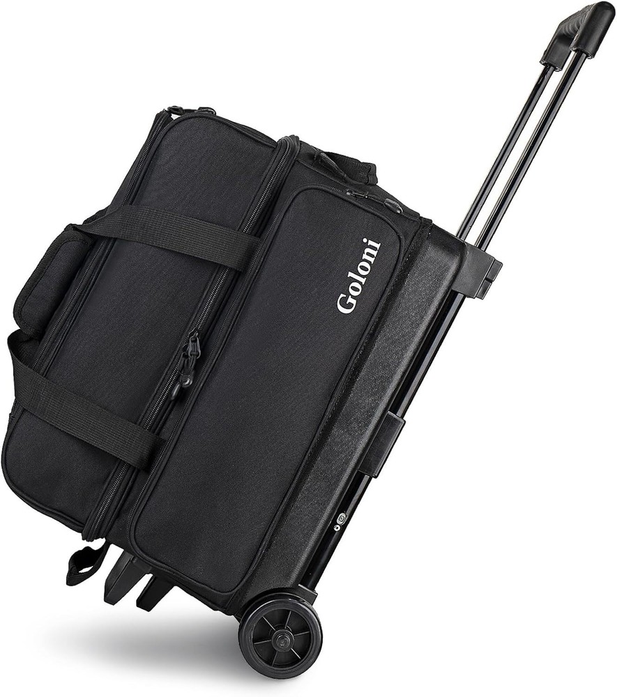 Durable 2-Ball Bowling Bag with Retractable Handle & Ventilated Shoe Compartment