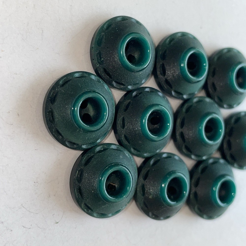 10 Vintage Green Plastic Ink Well Buttons
