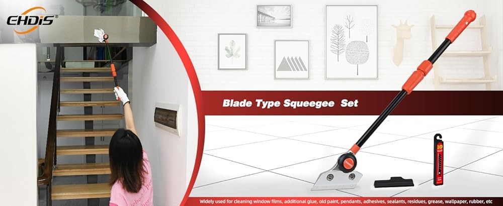 Retractable Blade Scraper Long Handle Heavy Duty Floor Scraper